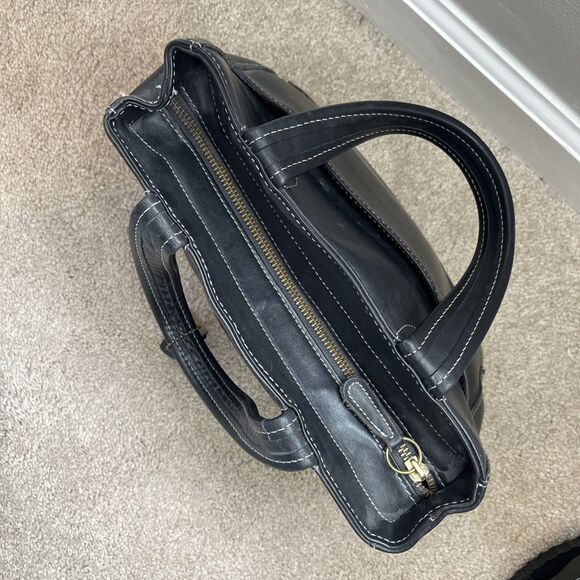 Vintage Coach Bleeker Black Leather Purse 9303 Satchel Handle Bag Tote 90's Y2K - Picture 4 of 9